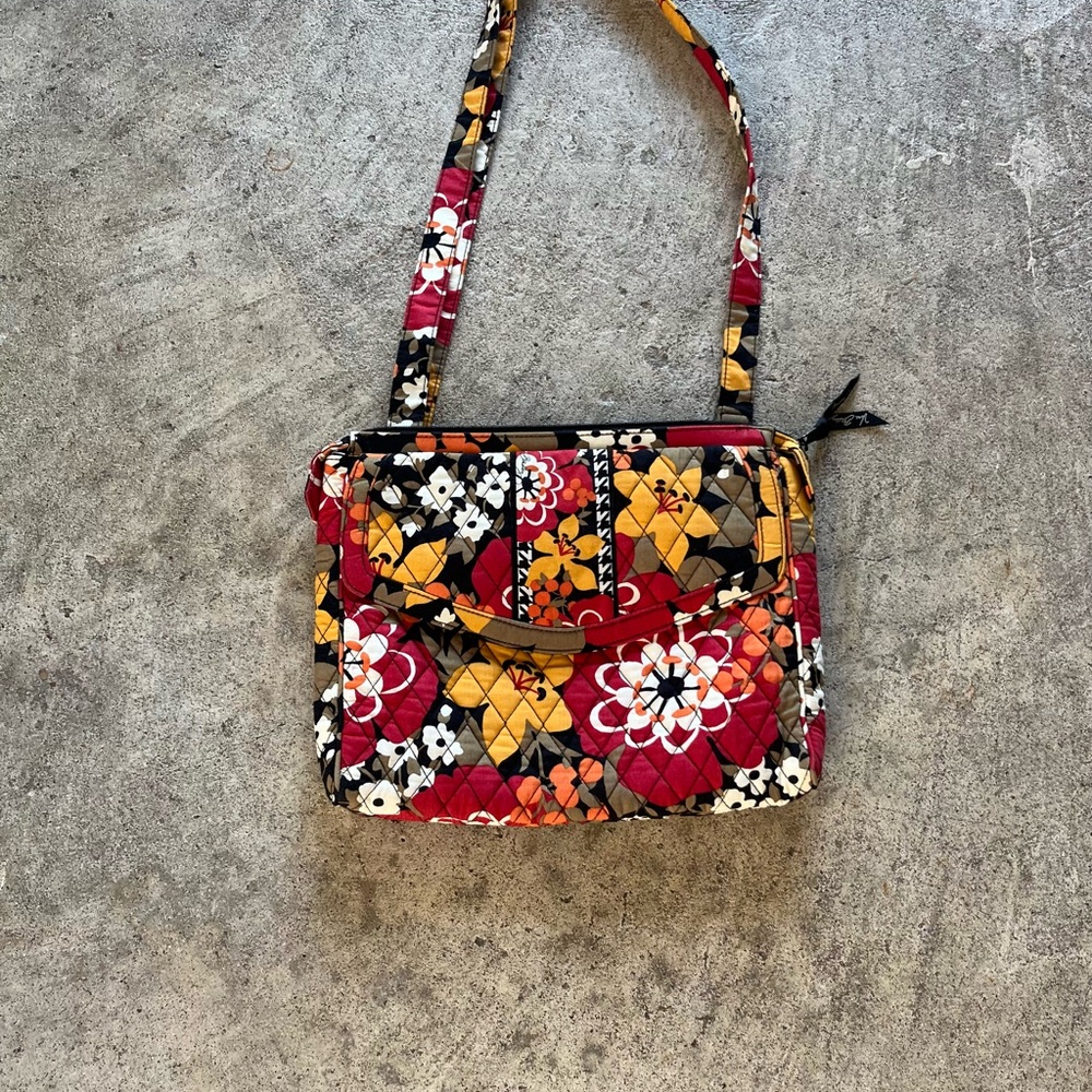 Vera Bradley Quilted Floral Crossbody in Red, Yellow & Black